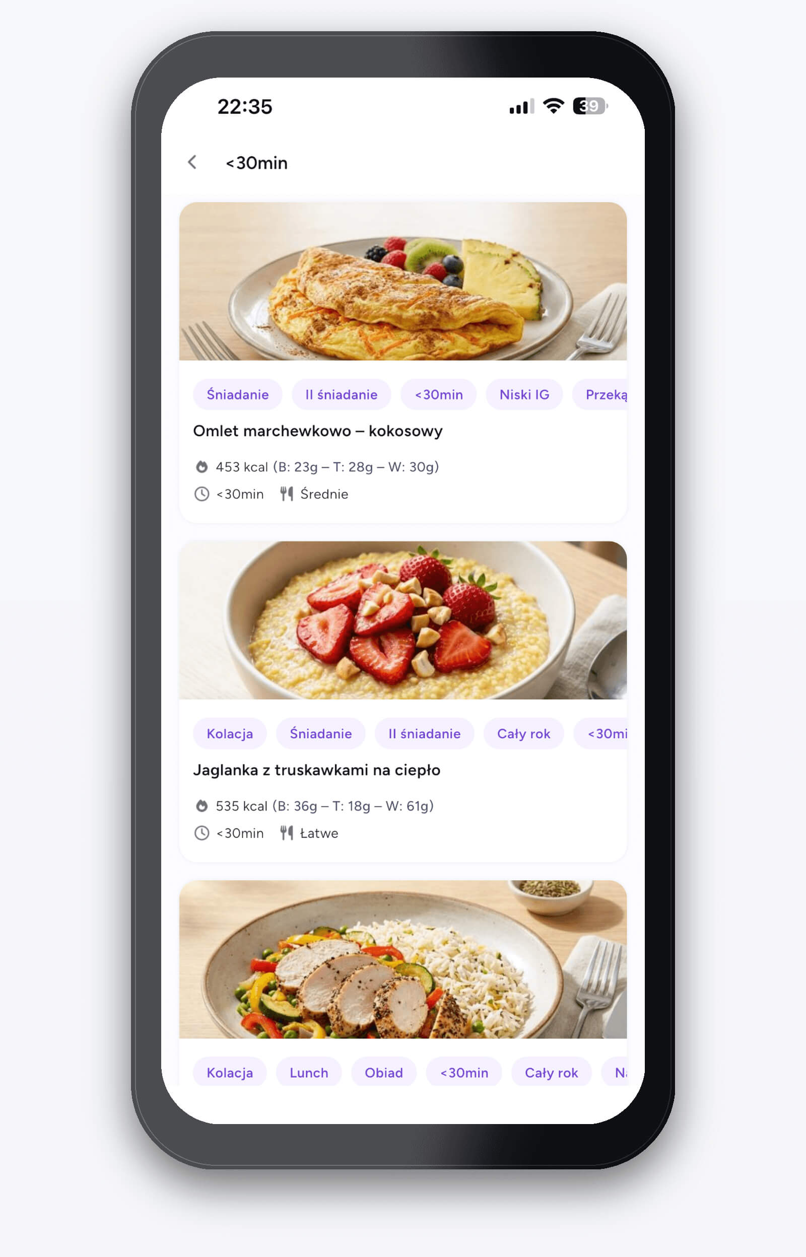 Wymiana posiłku na inny z bazy ponad 7000 przepisów